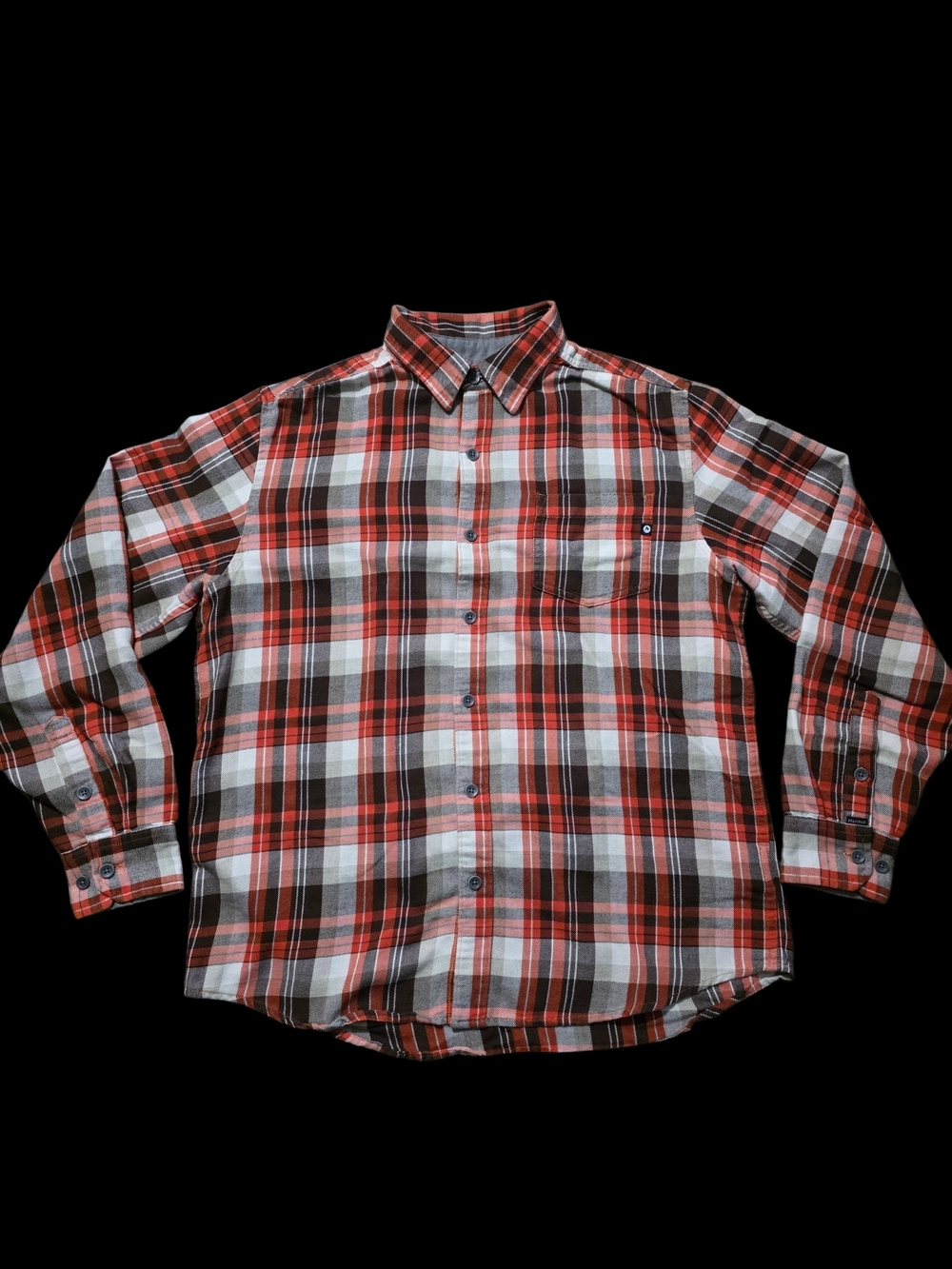 Marmot Red, Black and White Plaid Button-Down Shirt